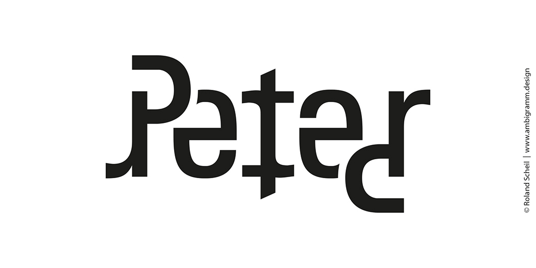 Ambigramm Design Tutorial, Variante 1, Ambigramm für den Namen Peter