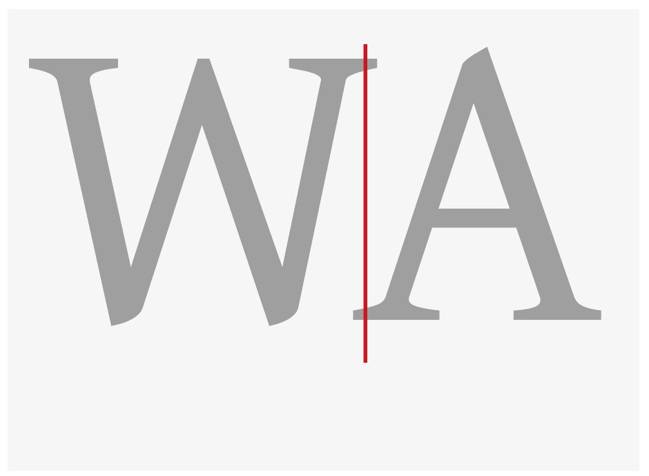 Abbildung der negativen Vorbreite bei den Buchstaben "WA"